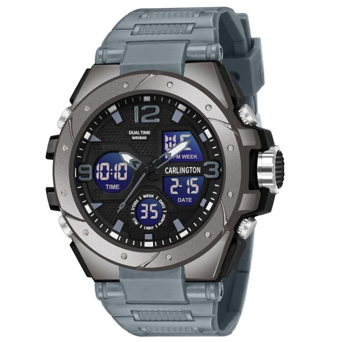 Carlington Analog-Digital Sports Watch: Chronograph, Dual Time, Alarm, Stopwatch, Water-Resistant, Shock-Resistant, Back Light Display- The Perfect Watches for Men - CT9105