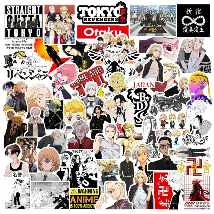 CodersParadise Pack of 52 Tokyo Anime Vinyl Stickers for Laptop, Journal, Bike Helmet, Diary, Guitar, Mobile Case - Waterproof Residue Free Stickers