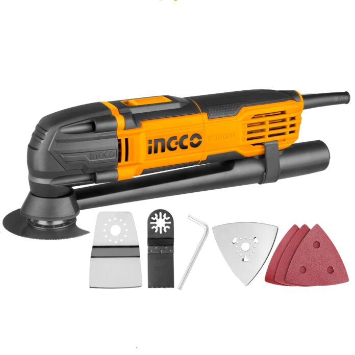 INGCO Oscillating Multi Tool, 300W, 6 Speed Control, 20000rpm, Angle Ajustment, Multi Oscillating DIY Tool Kit, Multi-Tool Kit with 8 pcs Accessories for Sanding, Grinding, Scratching, Polishing