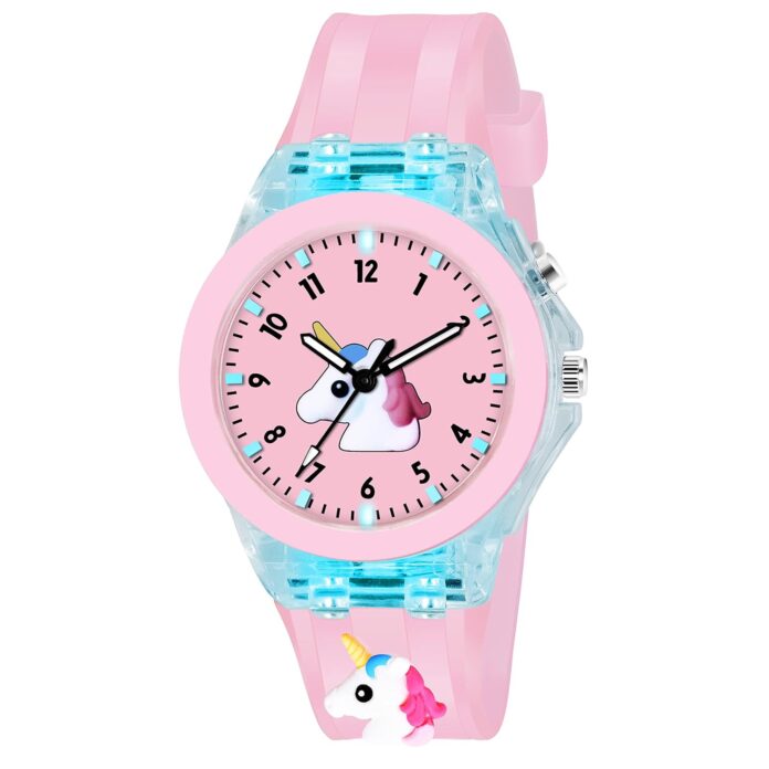 Shocknshop LED Luminous Child Kids Children Cute Cartoon Multi Color Lights Watch for Girls -W327