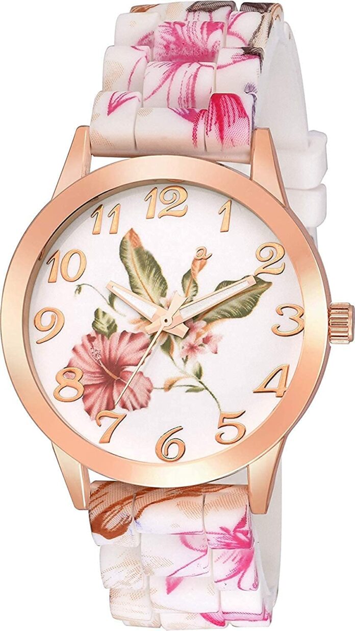 Shocknshop Silicone Flower Design Multicolour Floral Print Silicone Belt Analog Watch For Women's & Girls -W52