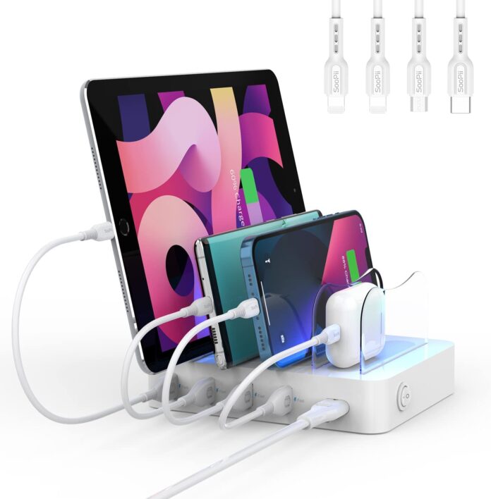 SooPii Charging Station for Multiple Devices, 3-Port Charger Station for Home,Office,Travel