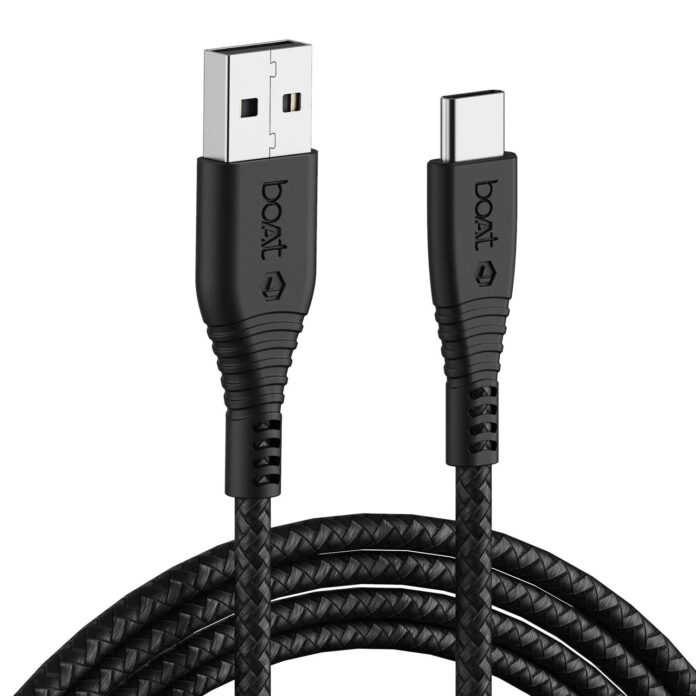 boAt Type C A325/A320 Tangle-free, Sturdy Type C Cable with 3A Rapid Charging & 480mbps Data Transmission(Black)