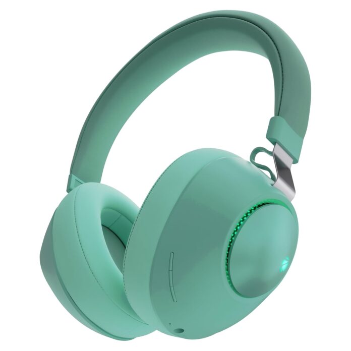 ZEBRONICS Duke Wireless Headphone with Up to 60h Backup, Supports Bluetooth, Dual Pairing, Gaming Mode, Environmental Noise Cancellation (ENC), LED Lights, Deep Bass, Voice Assistant Support (Green)