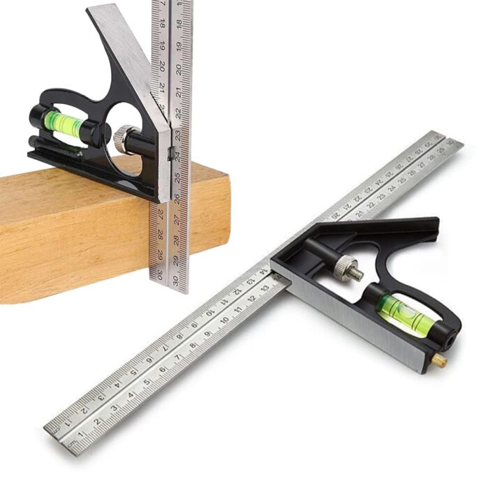 Cute Critters 12-Inch Combination Square, Universal Adjustable Metric Stainless Steel Multifunctional Combination Try Square Set Right Angle Ruler Measurement Tools