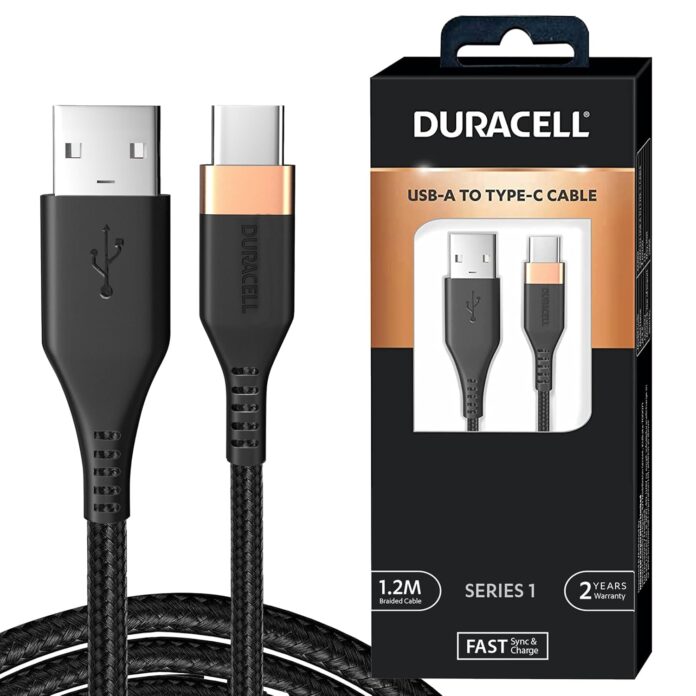 Duracell Usb-A To Type C, 65W Braided Sync&Fast Charging Cable, 3.9 Feet(1.2M), Qc 2.0/3.0 Ultra Fast Charging, For Samsung, Mi, Realme, Oppo, One Plus, Seamless Data Transmission, Series 1,Black