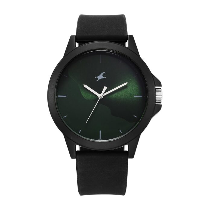 Fastrack Tees Wanderlust Quartz Analog Green Dial Silicone Strap Watch for Unisex-38024PP73W