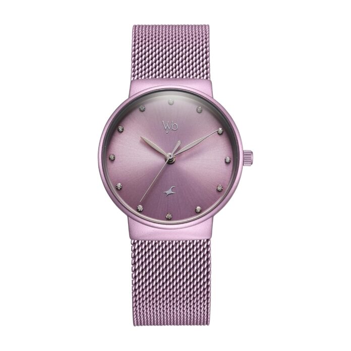 Fastrack Vyb Bliss Quartz Analog Lavendar Dial Lavendar Mesh Strap Watch for Women-FV60046QM01W