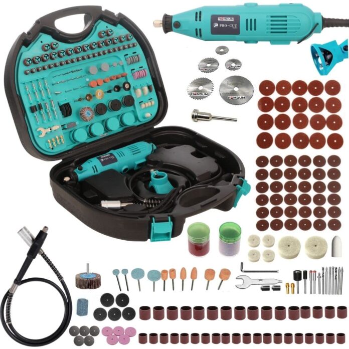 Homdum Multifunctional Mini Rotary Die Grinder Kit with Flexible Shaft and 252 Pieces of accessories + 6 PCs Mini HSS Circular Saw Blade with 6 month's warranty