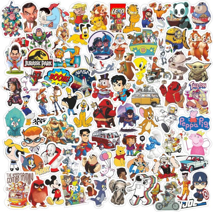 Junkyard Waterproof Vinyl Cartoon Stickers for Kids Waterbottle, Notebooks, tabs, Laptops, Guitar. (Size: Small, Pack of 80)