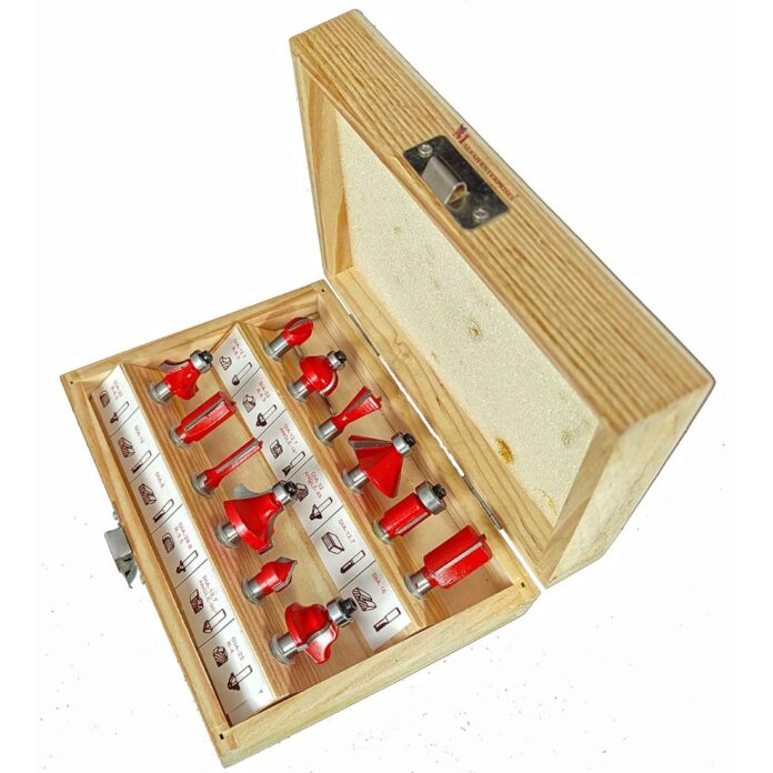 Malfah Enterprises 12 Pcs Router Bits Set 8mm, DIY, Woodworking Tools, Carrying Case , Heavy Duty