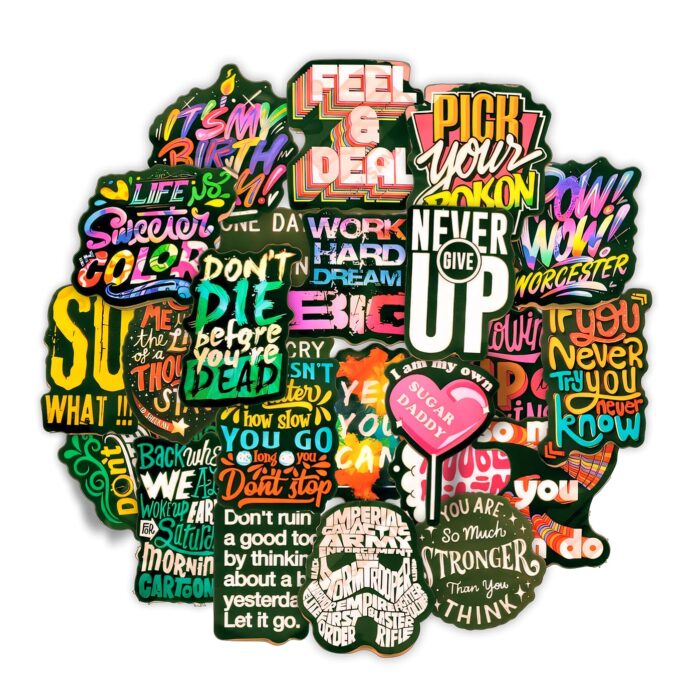 NoWorries Leminated Scratch Proof Modern Stickers (Pack of 25) Stickers for Mobile Cover, Laptops, Books, Bottles, Tablets, Fridge (No-Residue) (Multicolor Printed Premium Vinyl Stickers)(S-2.8)