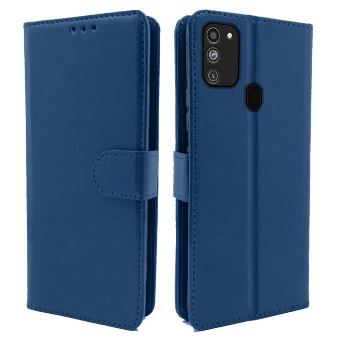 Pikkme Flip Cover for Samsung Galaxy M21 2021 / M30s / M21 (Faux Leather | Blue)