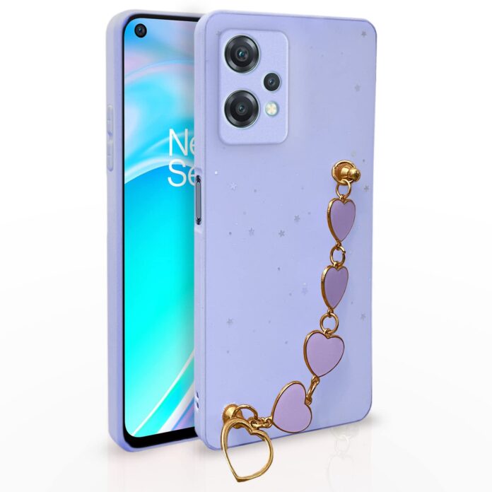 Pikkme Oneplus Nord Ce 2 Lite 5G Back Cover for Girls | Heart Shaped Metal Chain Blocks | Sparkling Soft TPU | Case for Oneplus Nord Ce 2 Lite 5G (Purple)