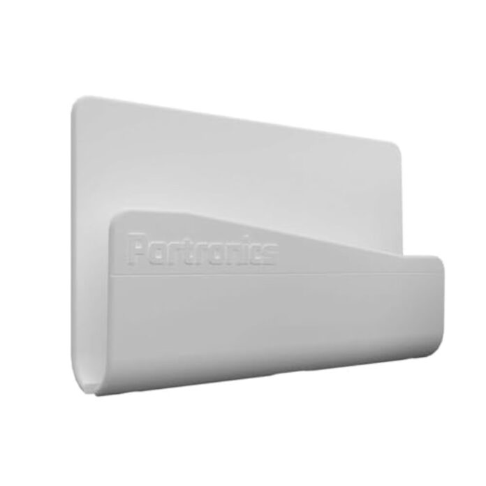 Portronics Modesk 101 Wall Hanging Mobile Holder Wall Mount with Adhesive Strips, Charging Holder Compatible with iPhone, Smartphone and Mini Tablet (White)