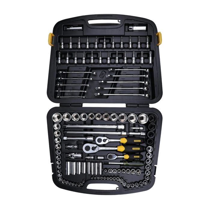 STANLEY 91-931 120-Piece Master Tool Set with Compact Case for Easy Transport & Storage for Home, DIY & Professional Use, 6 Months Warranty, YELLOW & BLACK