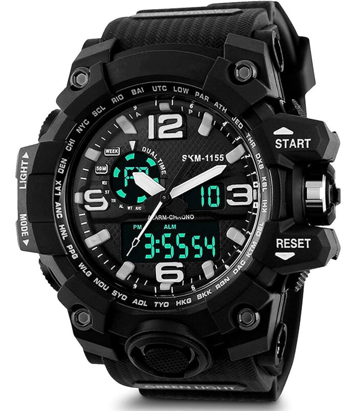 Shocknshop Analog Digital Sports Black Dial Multi Functional Mens Boys Watch -SK08