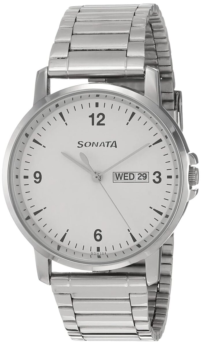 Sonata Essentials Analog White Dial Men's Watch-NL77083SM01/NP77083SM01