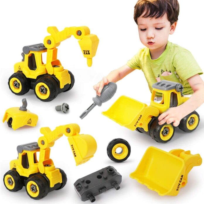 Tiny Toys Toddlers & Kids DIY Take Apart Toys Construction Truck with 1 Screwdriver Tools, Kids Building Blocks Push Cars Birthday for Boys Set for 3-8Yr Olds - Pack of 1 (1)