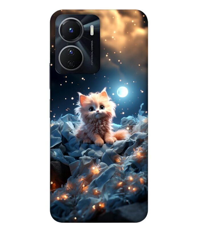 TrishArt Premium ''Cute Cat'' -(Space Art) Printed Hard Mobile Back Cover & Case for Vivo Y16 4G, Designer | Protective & Premium Cover & Case