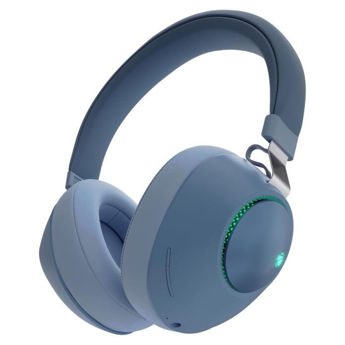 ZEBRONICS Duke Wireless Headphone with Up to 60h Backup, Supports Bluetooth, Dual Pairing, Gaming Mode, Environmental Noise Cancellation (ENC), LED Lights, Deep Bass, Voice Assistant Support (Blue)