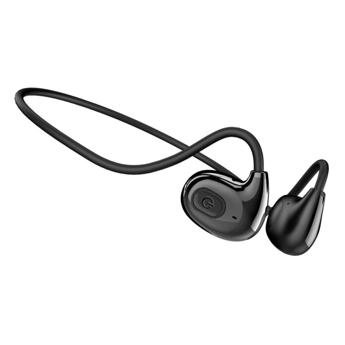 pTron Tangent Play Open-Ear Wireless Neckband with HD Mic, SafeBeats Design Ear Health & Comfort, 14Hrs Playtime, BT V5.3 Wireless Headphones, Touch Control, Type-C Fast Charge & IPX5 (Shiny Black)