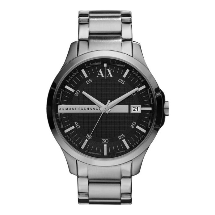 Armani Exchange Hampton Analog Black Dial Silver Band Men's Stainless Steel Watch-AX2103