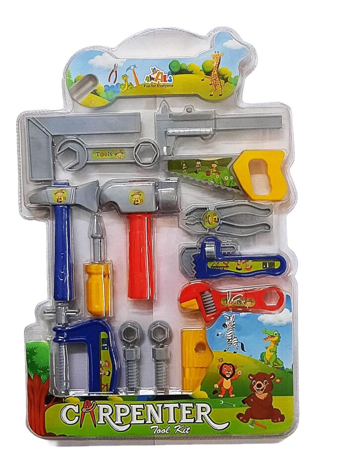 BKDT Marketing Mechanics Tool Kit Toys for Kids - Pretend Play Toy, Engineer Workshop Tool Kit for Kids, 3+ Years Old Kids Boys Girls, DIY Play Set for Kids Tool Box Set -14 Pcs (Carpenter Tool Kit)