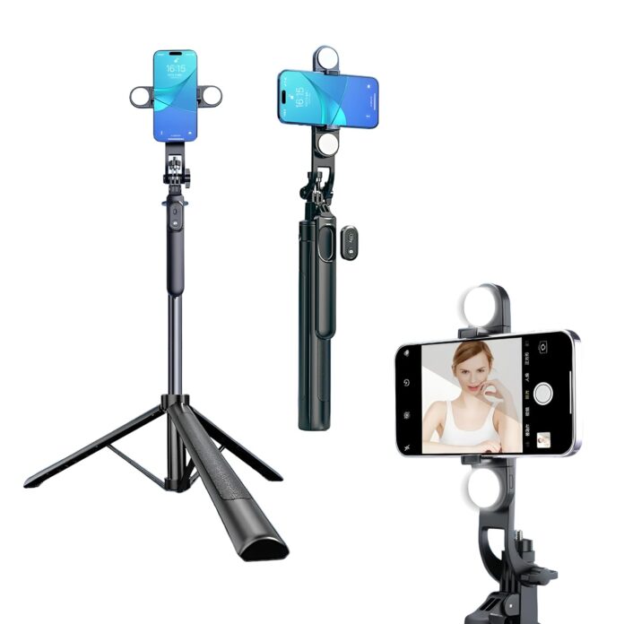 DIGITEK® (DTR-180SS) Portable Wireless Selfie Stick Tripod with Remote, Three-Leg Stand, 360° Smartphone Clip, Extendable Telescopic Poles, 1/4 Interface, Ideal for Photo, Videoshoots, Vlogging & More