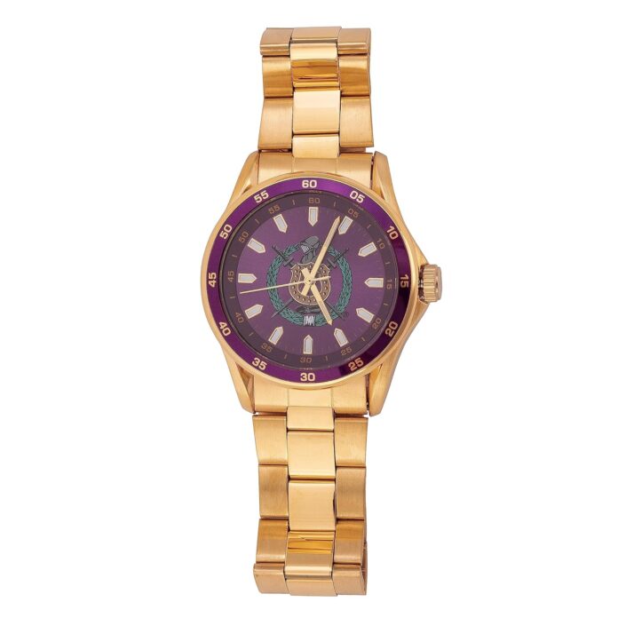 Desert Cactus Omega Psi Phi Watch Gold Color Metal Fraternity Crest Greek Wrist Watch OPP, Multi, Modern