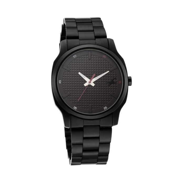 Fastrack Men Stunners Quartz Analog Black Dial Metal Strap Watch for Guys-NR3255NM01