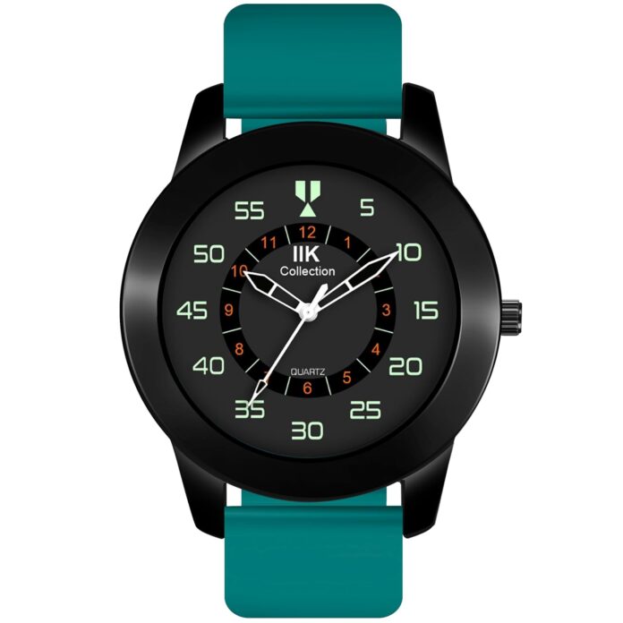 IIK COLLECTION Watches for Men Round Numerical Dial Analogue Men Watch|Long Battery Life with Long Lasting Polish/Adjustable Flexible Silicon Strap|Watches for Boys