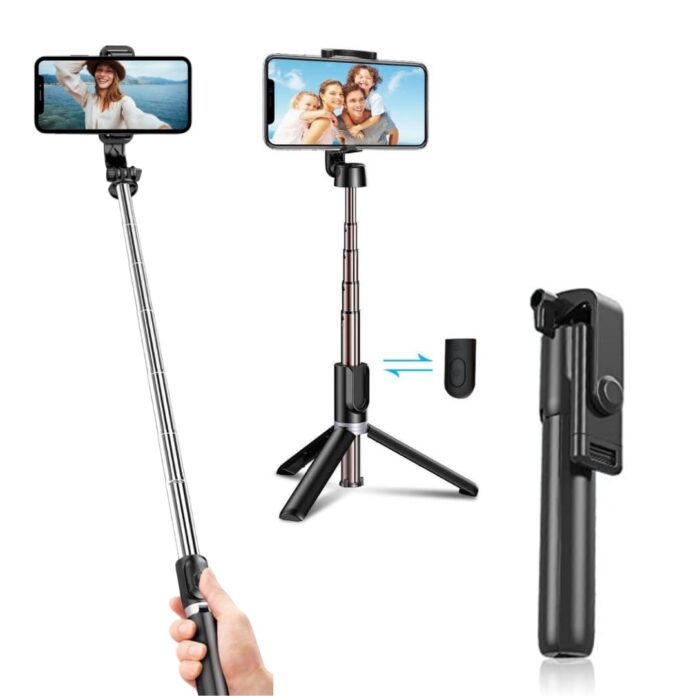 MAK Bluetooth Extendable Selfie Stick with Wireless Remote and Tripod, 3-in-1 Multifunctional Selfie Stick with Tripod Stand Compatible with iPhone/OnePlus/Samsung/Oppo/Vivo and All Phones