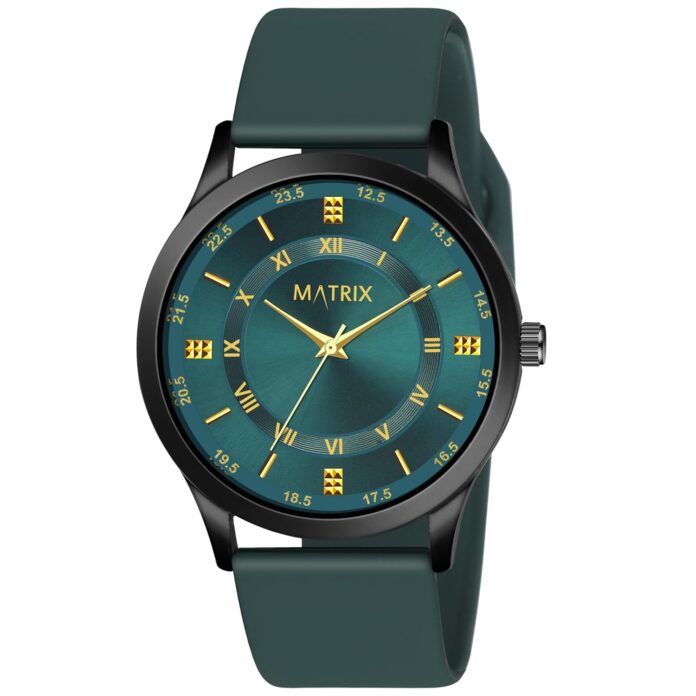 Matrix Dope Black/Green Dial with Softest Silicone Strap Analog Watch for Men's & Boys