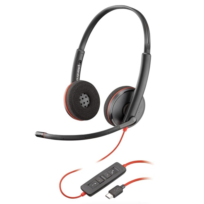 Poly (Plantronics) Blackwire 3220 Stereo Headset, On-Ear w/Noise-canceling mic, 118g, Connect to Mobile/Tablet via USB-C/A, Lightweight Metal Headband, Dynamic EQ, Hi-Fi Stereo, Black, 9P7X8AA