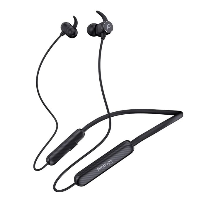 Probuds N31 Wireless Bluetooth Neckband (with Mic) | 45+ hrs Playtime | ENC | 12 hrs Fast Charge in 10 mins | Water Resistant (IPX6) | BT V5.3 | 60 ms Low Latency | Dual Device Pairing (Panther Black)