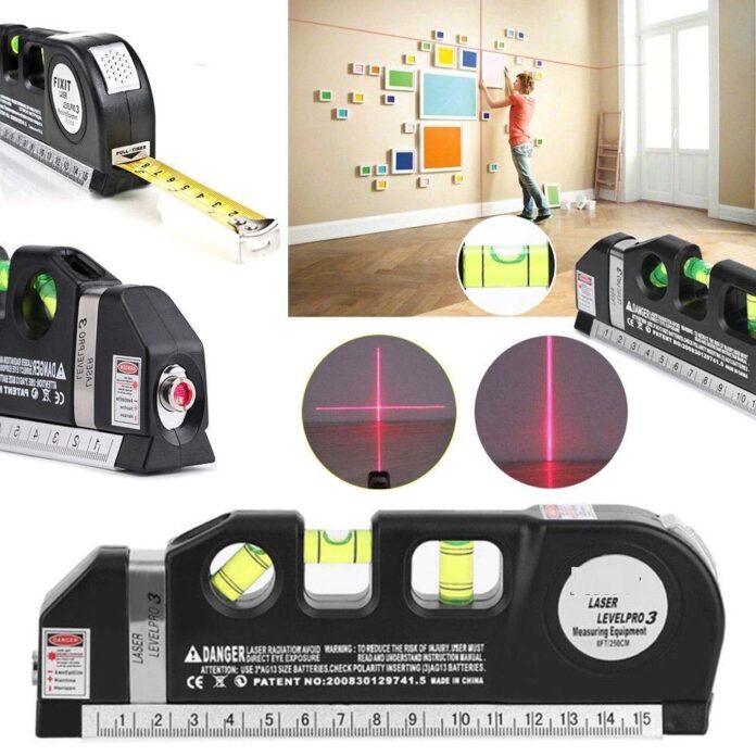 SHUANGYOU Level Laser Plastic Horizon Vertical Measure Tape Aligner Bubbles Ruler Multifunction Leveler Tool (Black