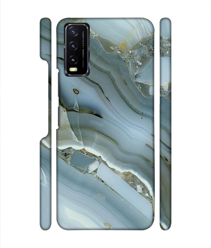 TRUEMAGNET Premium ''Grey Golden Marble'' Printed Hard Mobile Back Cover & Case for Vivo Y20 / Y20 (2021) / Y20A / Y20G / Y20i / Y20s / Y12s