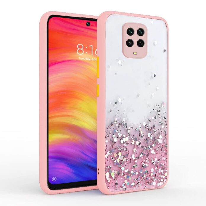 VONZEE® Case Compatible with Xiaomi Redmi Note 9 Pro/Note 9 Pro Max/Note 10 Lite/Poco M2 Pro, Non Moving Glitter Cover for Girls & Women Soft TPU Shockproof Anti Scratch Drop Protection Cover (Pink)