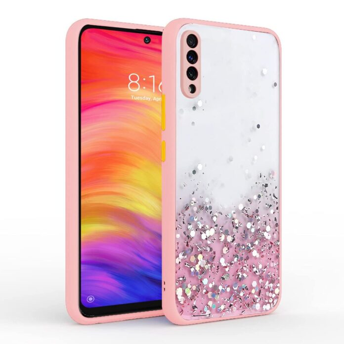 Vonzee® Case Compatible with Samsung Galaxy A50/A50s/A30s, Non Moving Glitter Cover for Girls & Women Soft TPU Shockproof Anti Scratch Drop Protection Cover (Pink)