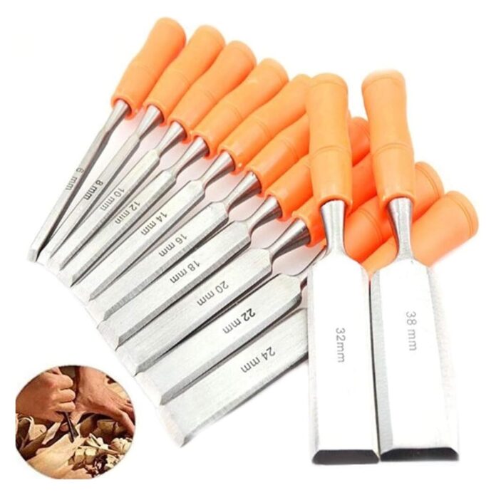 Wood Sculpture Tool Steel Wood Chisel Set Chisels for Carving Woodworking Soft Grip for DIY Woodworking Carving Orange 12pcs Gifts