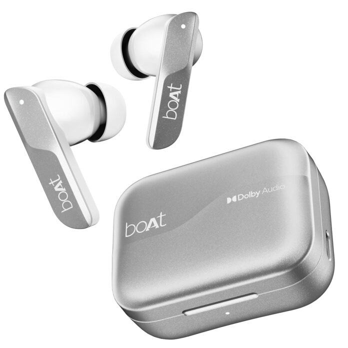 boAt Airdopes 800 w/Surround Sound by Dolby Audio, 4 Mics w/AI-ENx, Adaptive EQ, 40 Hours Playback, in-Ear Detection & Hearables App, True Wireless in Ear Ear Buds, TWS Earbuds (Interstellar White)