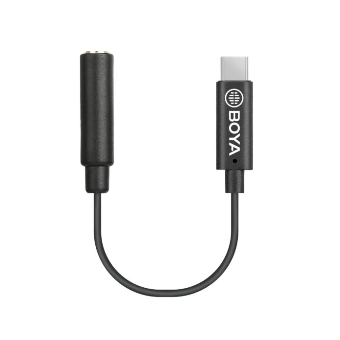 Boya by-K4 USB-C to 3.5mm (TRS) Adapter(2.4 inch),AUX to USB C Microphone/Headphone Adapter Jack Converter, Compatible with TRS Microphone/Headphone/USB-C Android Phone/Laptop