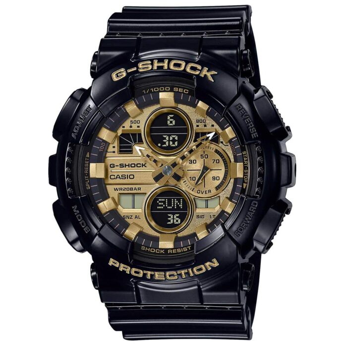 Casio G-Shock GA-140GB-1A1DR Black & Gold Analog-Digital Dial Black Resin Strap Men's Watch Shock and 200M Water Resistant G1021