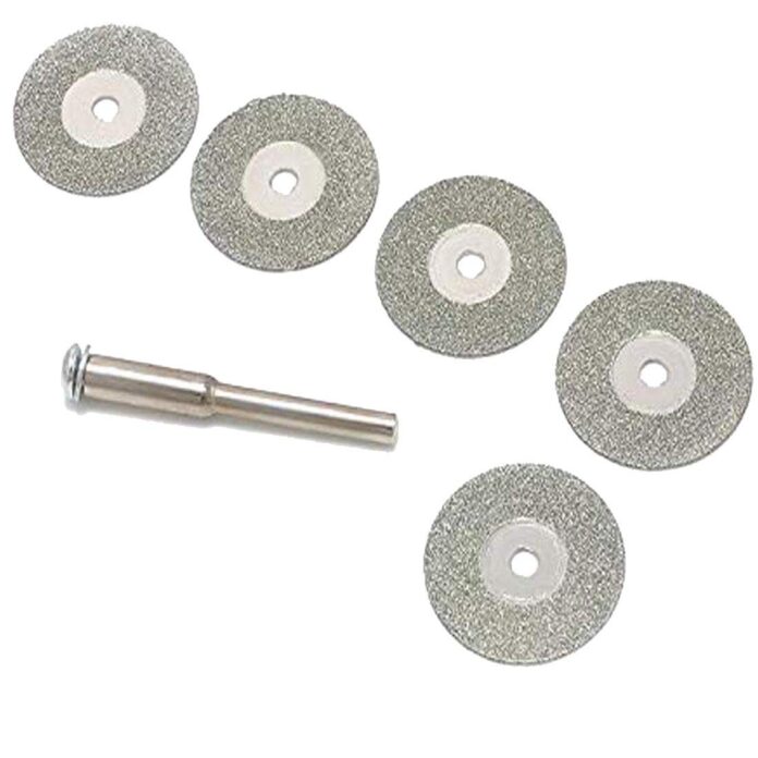 DIY Crafts 22 mm 5 x pcs For Dremel Accessories Diamond Discs 5 PCS Emery Diamond Cutting Blades Drill Bit + 1 Mandrel for Dremel Engraver Electric Mini Drill Tools (Pack of 1 Set, Multi Color)