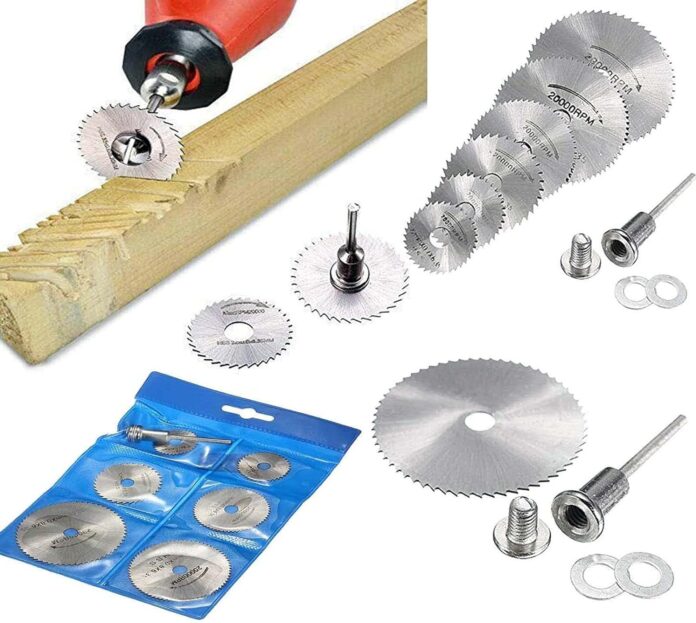 DIY Crafts Pack of 1 Set, Saw-Cutting, 5 Pcs HSS Rotary Saw Blades Blade Disc Saw Carving Buffing Grinder Replacement Mandrel Set Mini Circular Cutter Rotary Tool Cutt (Pack of 1 Set, Saw-Cutting)