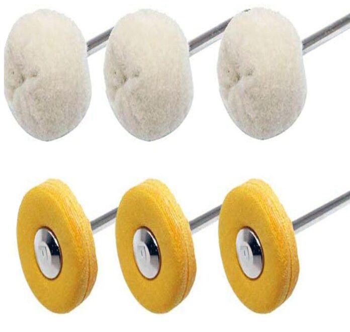 DIY Crafts Polishing Buffing Wheel Set Cotton Little Buff Wheel for Rotary Drill Tool Accessories Jewelry Polish Buffer Kit 3 MM Mandrel 6/12/18/24/30 Assorted (Pack Of 6 Pcs, Multi Colour)