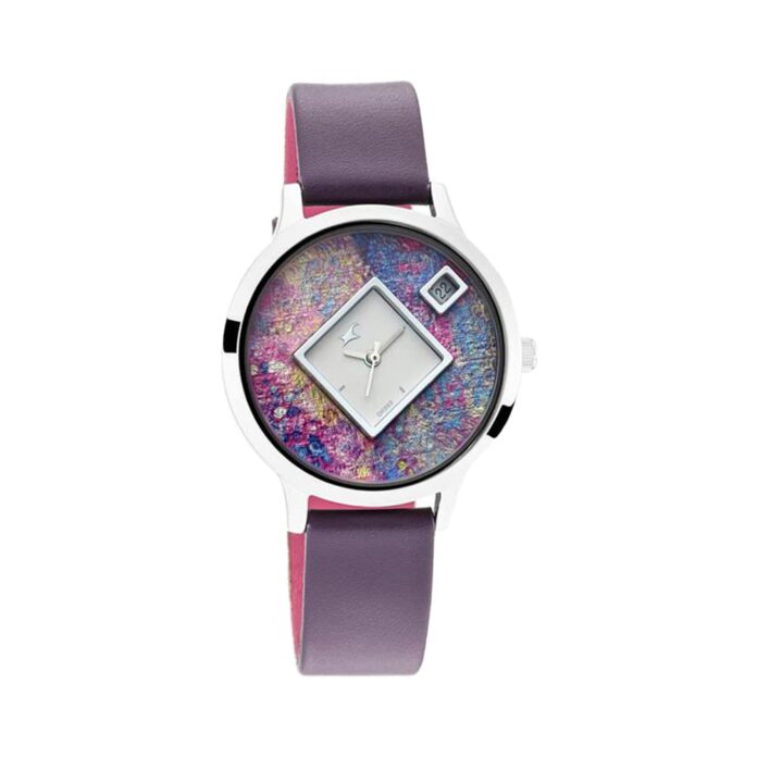 Fastrack Fit Outs Quartz Analog with Date Multicoloured Dial Leather Strap Watch for Girls-NR6210SL02