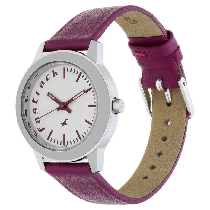 Fastrack Quartz Analog White Dial Leather Strap Watch for Girls-NR68008SL01