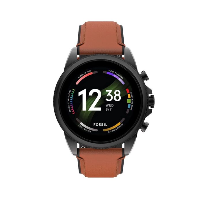 Fossil Gen 6(44Mm, Brown Color) Mens Smartwatch With Amoled Screen, Alexa Built-In, Snapdragon 4100+ Wear Platform, Google Assistant, Spo2, Wellness Features And Smartphone Notifications - Ftw4062